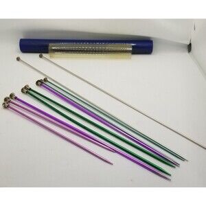 Vintage lot of 10 knitting needles Boye, Hero Bates with case